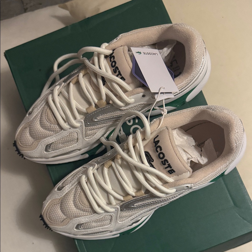 Lacoste White and Gray Athletic Shoes - Picture 6 of 13